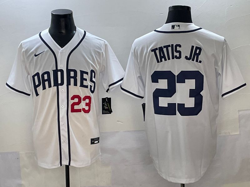 Men 2025 San Diego Padres #23 Tatis jr White Game Nike MLB Jersey style 4